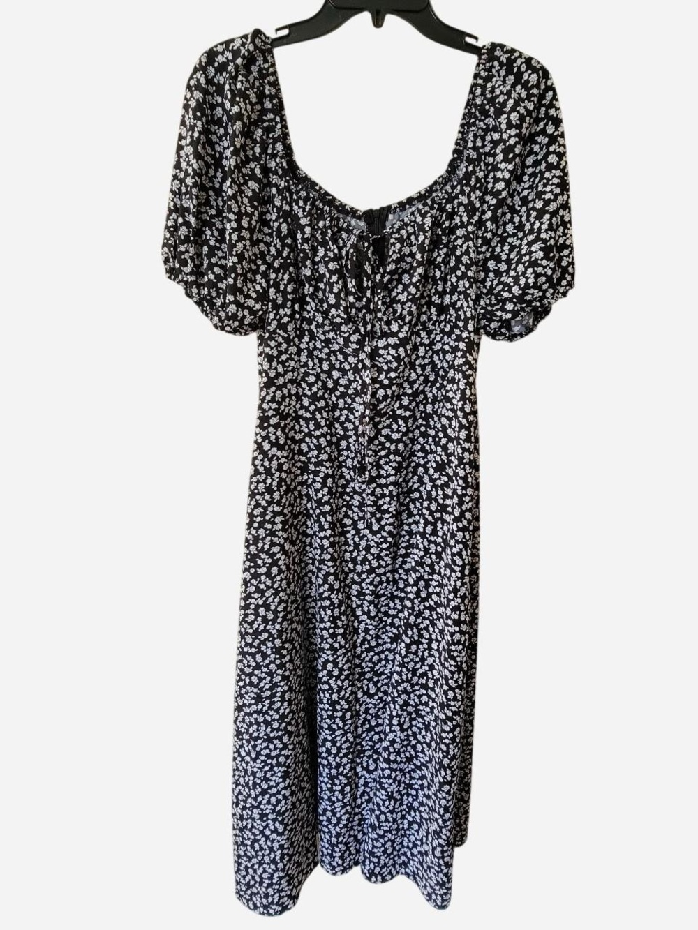 Women's Black and White Floral Boho Summer Dress